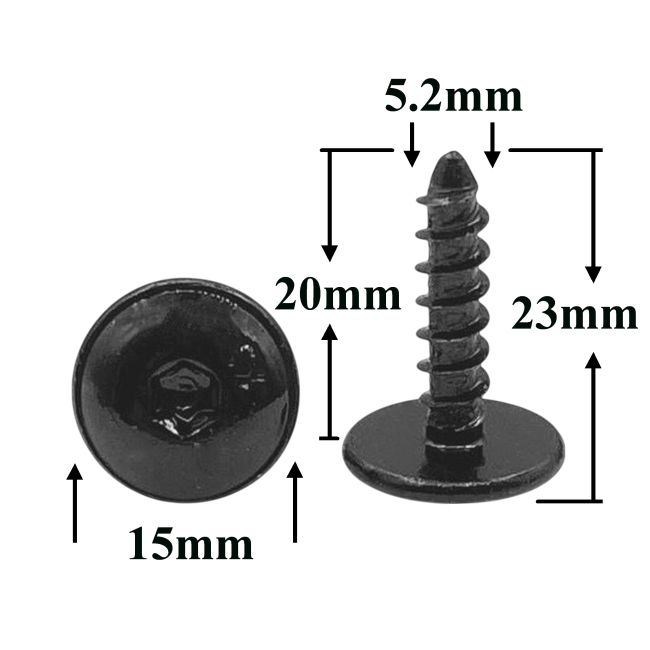Саморез автомобильный 5,2х20 с фланцем, полукруглая головка, черный, Torx