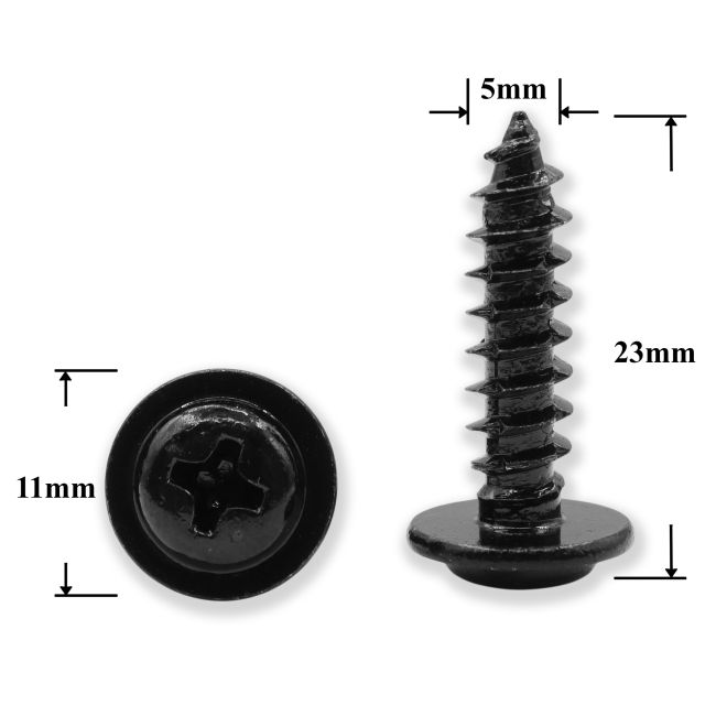 Саморез автомобильный 5,1х20 с фланцем, полукруглая головка, черный