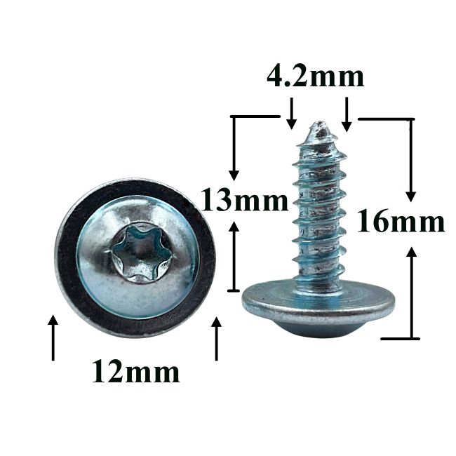 Саморез автомобильный 4,2х13 с фланцем, полукруглая головка, серебритый, Torx