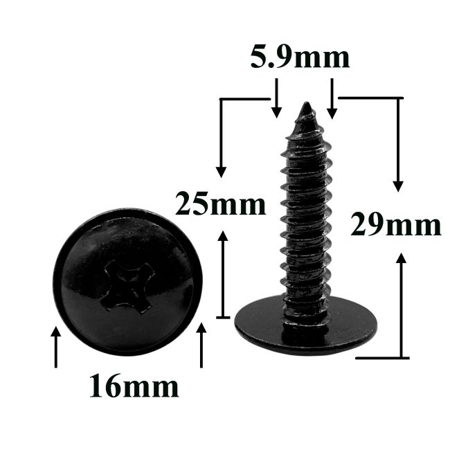 Саморез автомобильный 5,9х25 с фланцем, полукруглая головка, черный