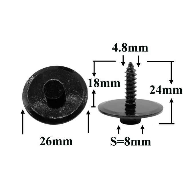 Саморез автомобильный 4,8x18 с шестигранной головкой и шайбой, черный S=8