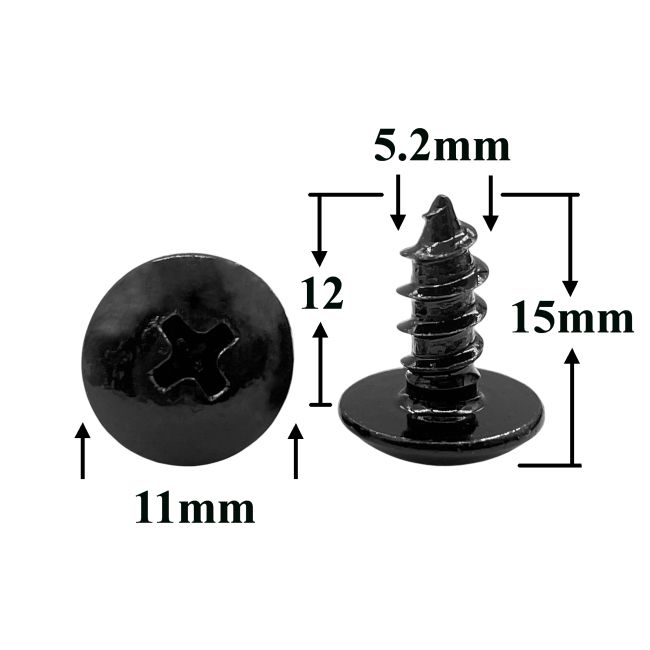 Саморез автомобильный 5,2x12 с полукруглой головкой, черный