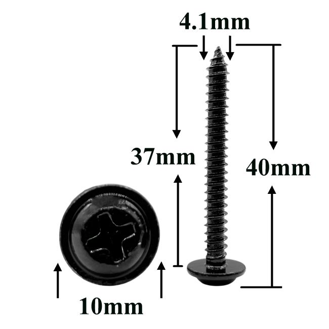 Саморез автомобильный 4,1х37 с фланцем, полукруглая головка, черный