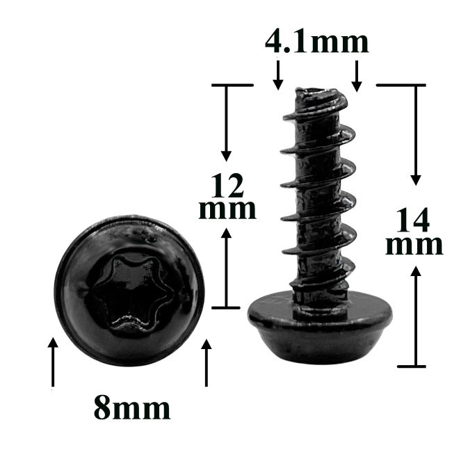 Шуруп автомобильный 4,1х12 с фланцем, полукруглая головка, черный, Torx