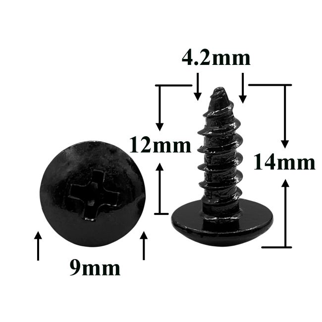 Саморез автомобильный 4,2x12 мм с полукруглой головкой, черный