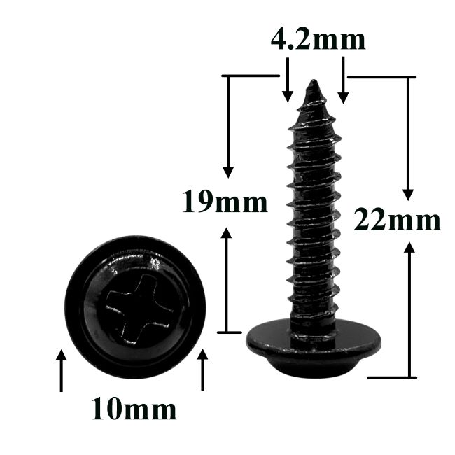 Саморез автомобильный 4,2х19 мм с фланцем, полукруглая головка, черный