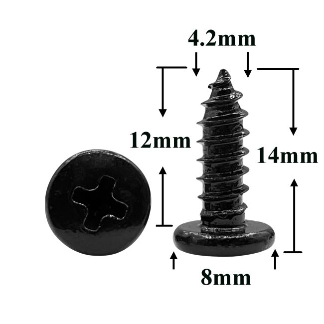 Саморез автомобильный 4,2x12 с полукруглой головкой, черный