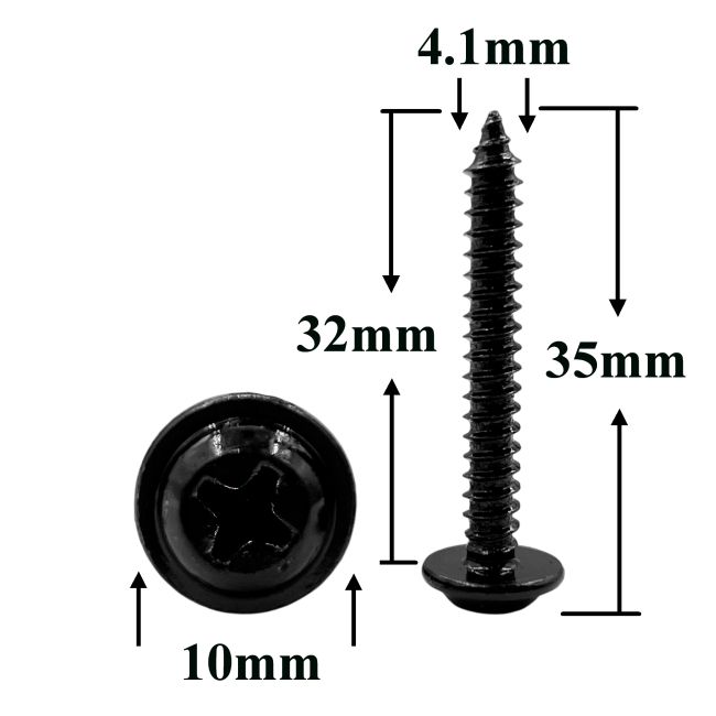 Саморез автомобильный 4,1х32 с фланцем, полукруглая головка, черный
