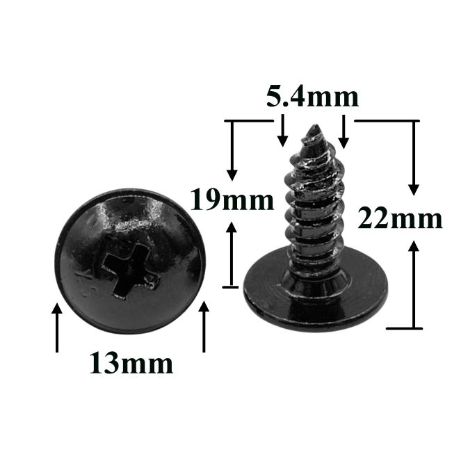 Саморез автомобильный 5,4х19 с фланцем, полукруглая головка, черный