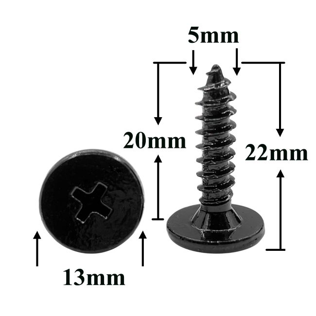 Саморез автомобильный 5x20 с полукруглой головкой, черный