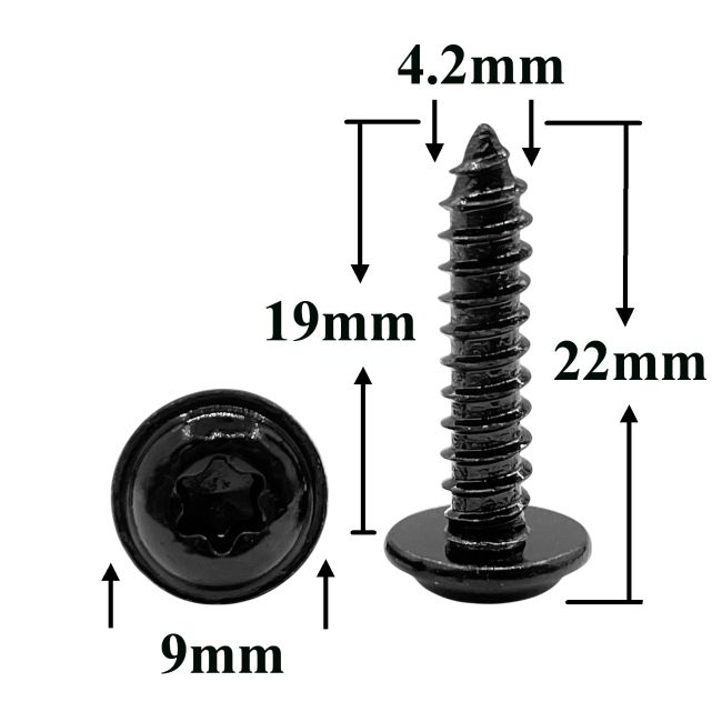 Саморез автомобильный 4,2х19 с фланцем, полукруглая головка, черный, Torx