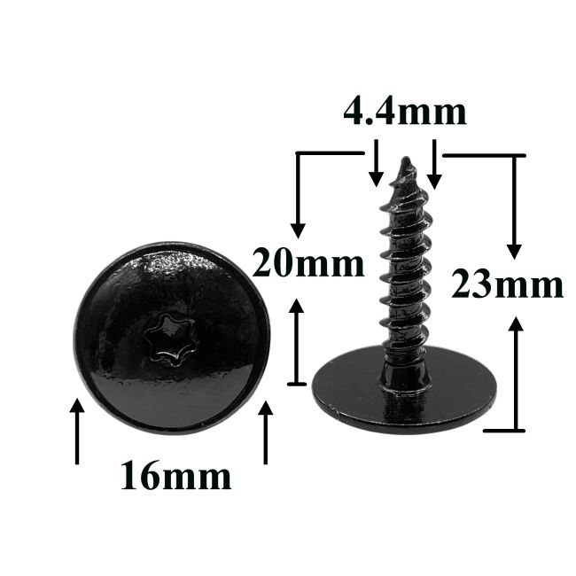 Саморез автомобильный 4,4х20 с фланцем, полукруглая головка, черный, Torx