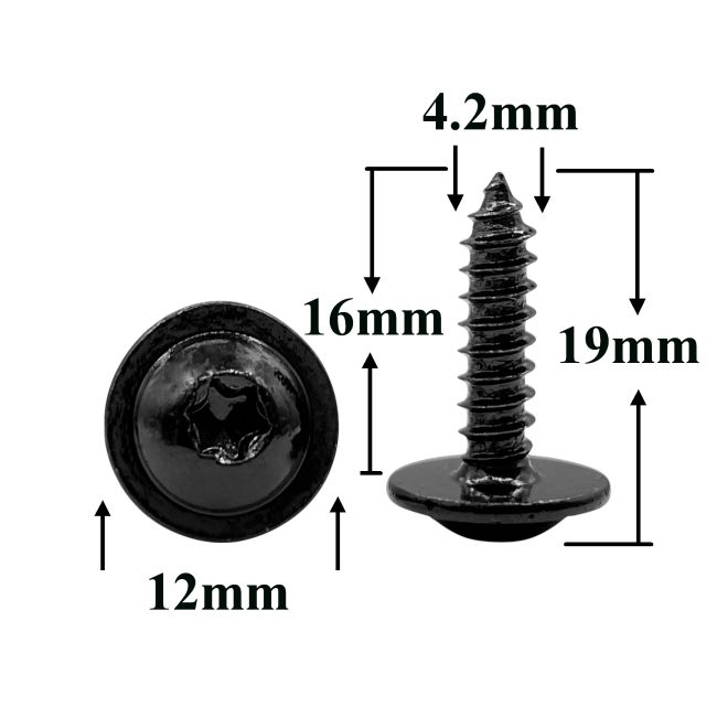 Саморез автомобильный 4,2х16 с фланцем, полукруглая головка, черный, Torx