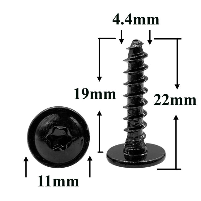 Саморез автомобильный 4,4х19 с фланцем, полукруглая головка, черный, Torx