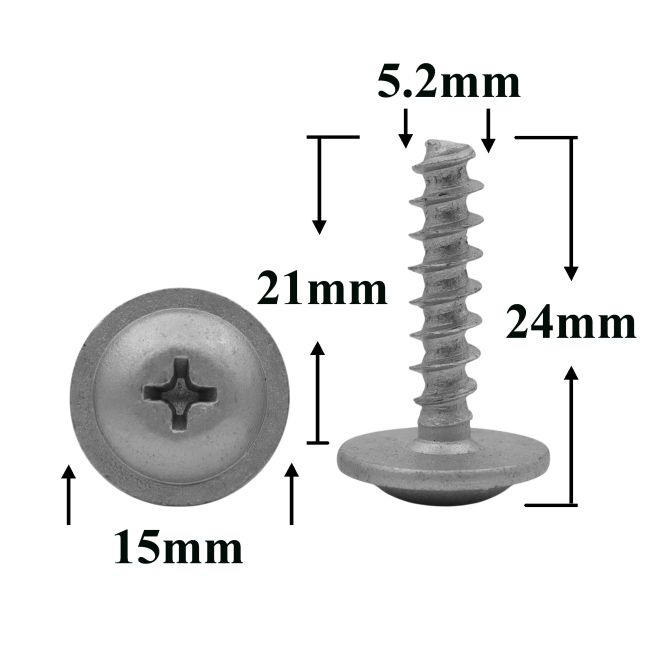 Шуруп автомобильный 5,2х21 с фланцем, полукруглая головка, серебристый