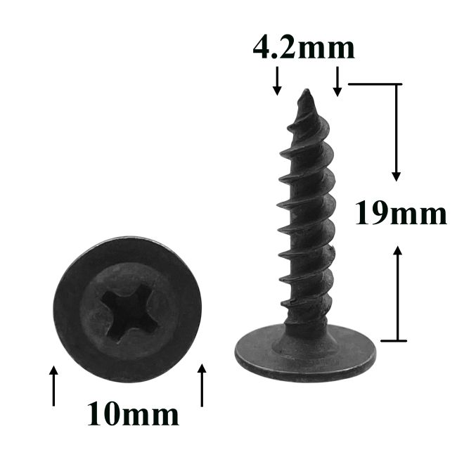 Саморез автомобильный 4,2х19 с фланцем, полукруглая с прессшайбой, черный