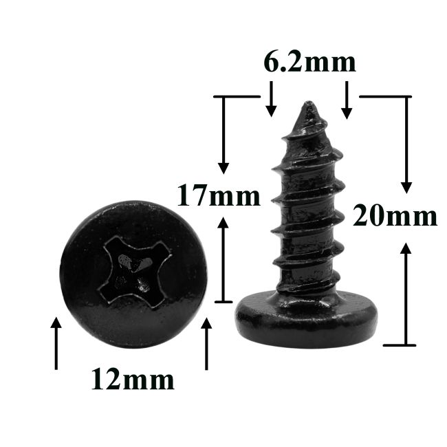 Саморез автомобильный 6,2x17 с полукруглой головкой, черный