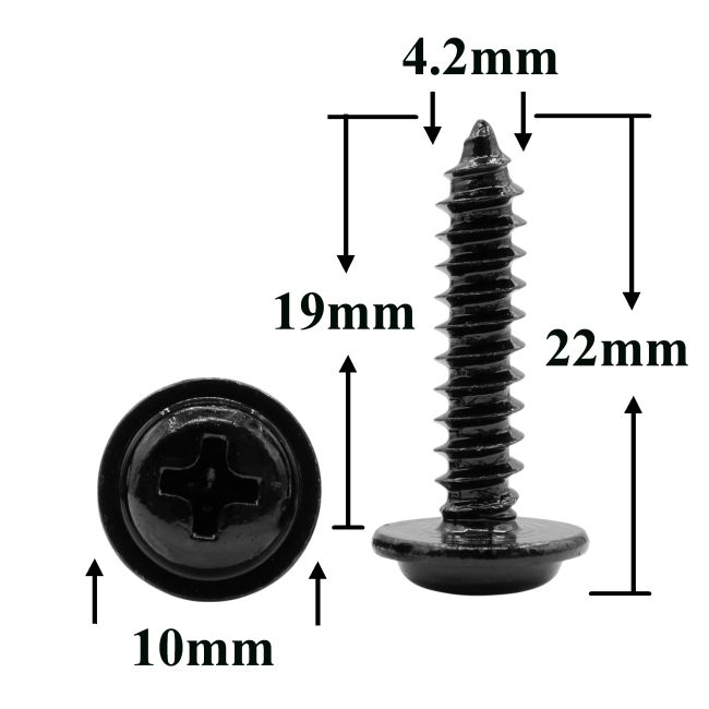 Саморез автомобильный 4,2х19 с фланцем, полукруглая головка, черный