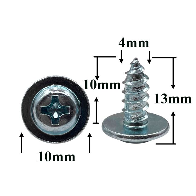 Саморез автомобильный 4х10 с фланцем, полукруглая головка, серебристый