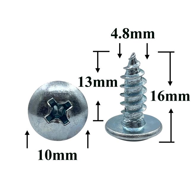 Саморез автомобильный 4,8x13 с полукруглой головкой, серебристый