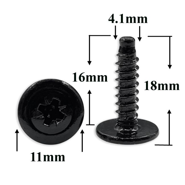 Шуруп автомобильный 4,1х16 с фланцем, полукруглая головка, черный