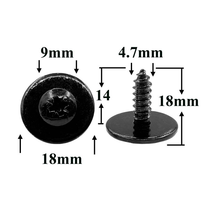 Саморез автомобильный 4,7x14 с полукруглой головкой и шайбой, черный