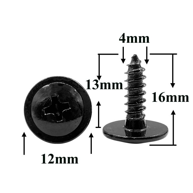 Саморез автомобильный 4х13 с фланцем, полукруглая головка, черный