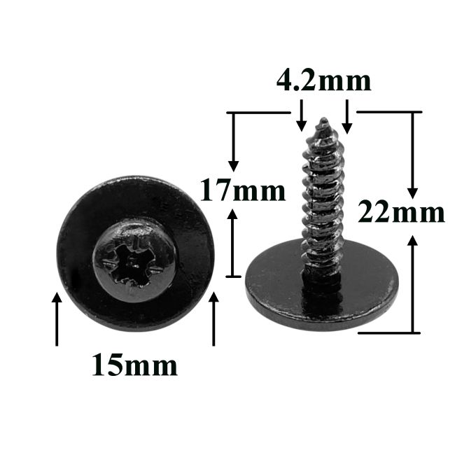 Саморез автомобильный 4,2x17 с полукруглой головкой и шайбой, черный