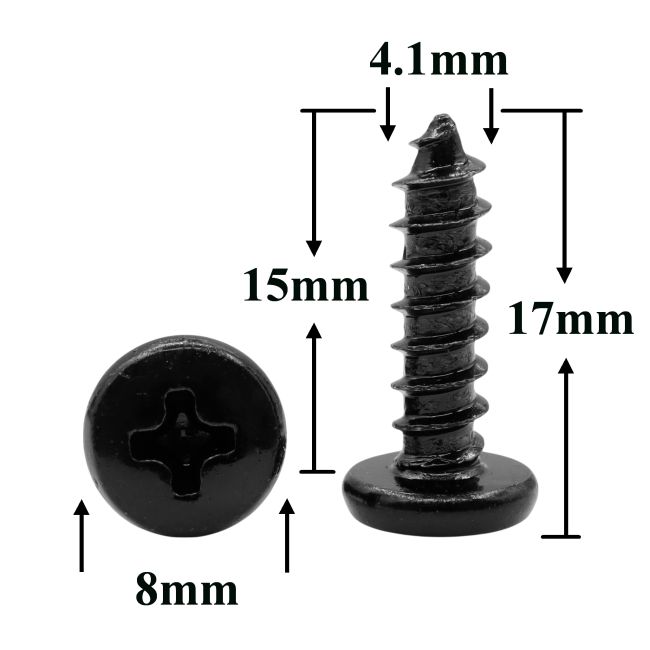 Саморез автомобильный 4,1x15 с полукруглой головкой, черный