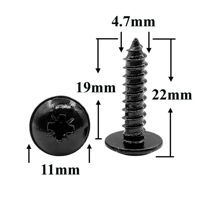 Саморез автомобильный 4,7х19 с фланцем, полукруглая головка, черный