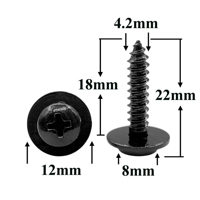 Саморез автомобильный 4,2x18 с полукруглой головкой и шайбой, черный
