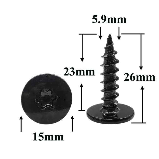 Саморез автомобильный 5,9x23 с полукруглой головкой, черный, Torx