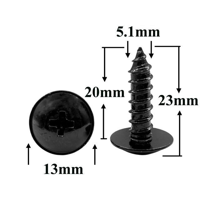 Саморез автомобильный 5,1х20 мм с фланцем, полукруглая головка, черный