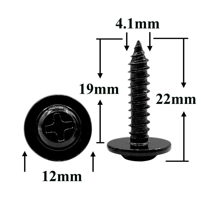 Саморез автомобильный 4,1х19 с фланцем, полукруглая головка, черный