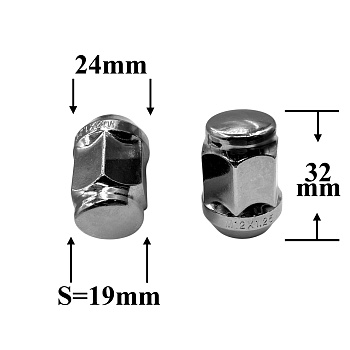 Гайка колесная М12х1,25х32 кл.19 конус, закр, СН, H-2006М