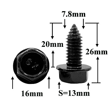 Болт автомобильный М8x20 с фланцем, шестигранная головка, S=13