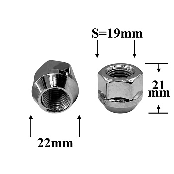 Гайка колесная М12х1,5х21 кл.19, конус, откр, СН, H-1107