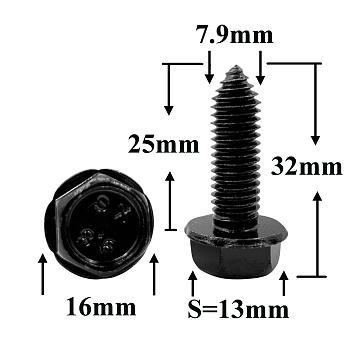 Болт автомобильный М8x25 с фланцем, шестигранная головка, S=13
