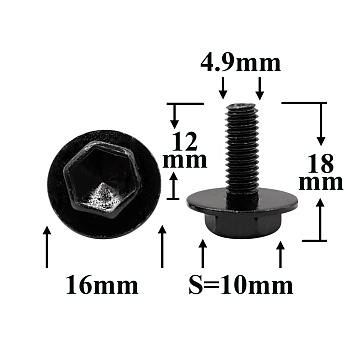 Болт автомобильный М5x12 с шестигранной головкой и шайбой, черный S=10