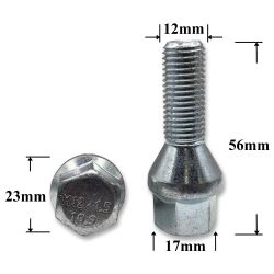 Болт колёсный иномарки М12х1,5х55/28 ключ 17, конус, S-966-07