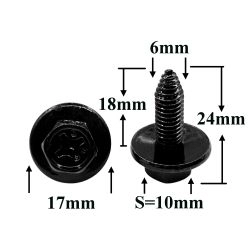 Болт автомобильный М6x18 с шестигранной головкой и шайбой, черный