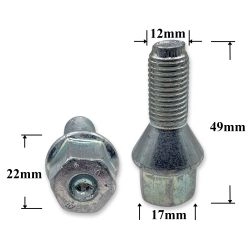 Болт колёсный иномарки М12х22х1,5 ключ 17 "Lanos"