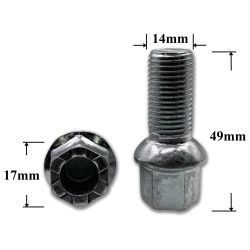 Болт колёсный иномарки М14х1,5х48/27 ключ 17, сфера, цинк (VW)